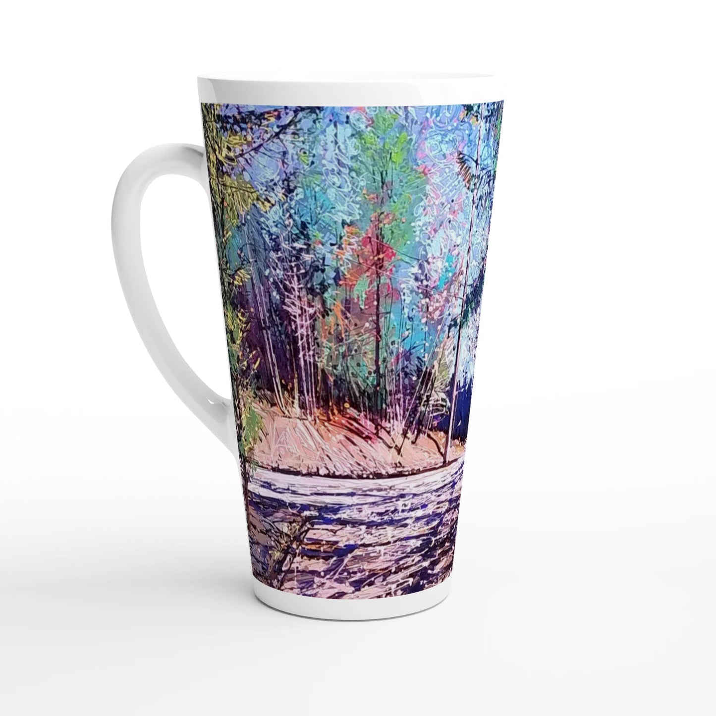 Road twist - White Latte 17oz Ceramic Mug - eduardgurevich