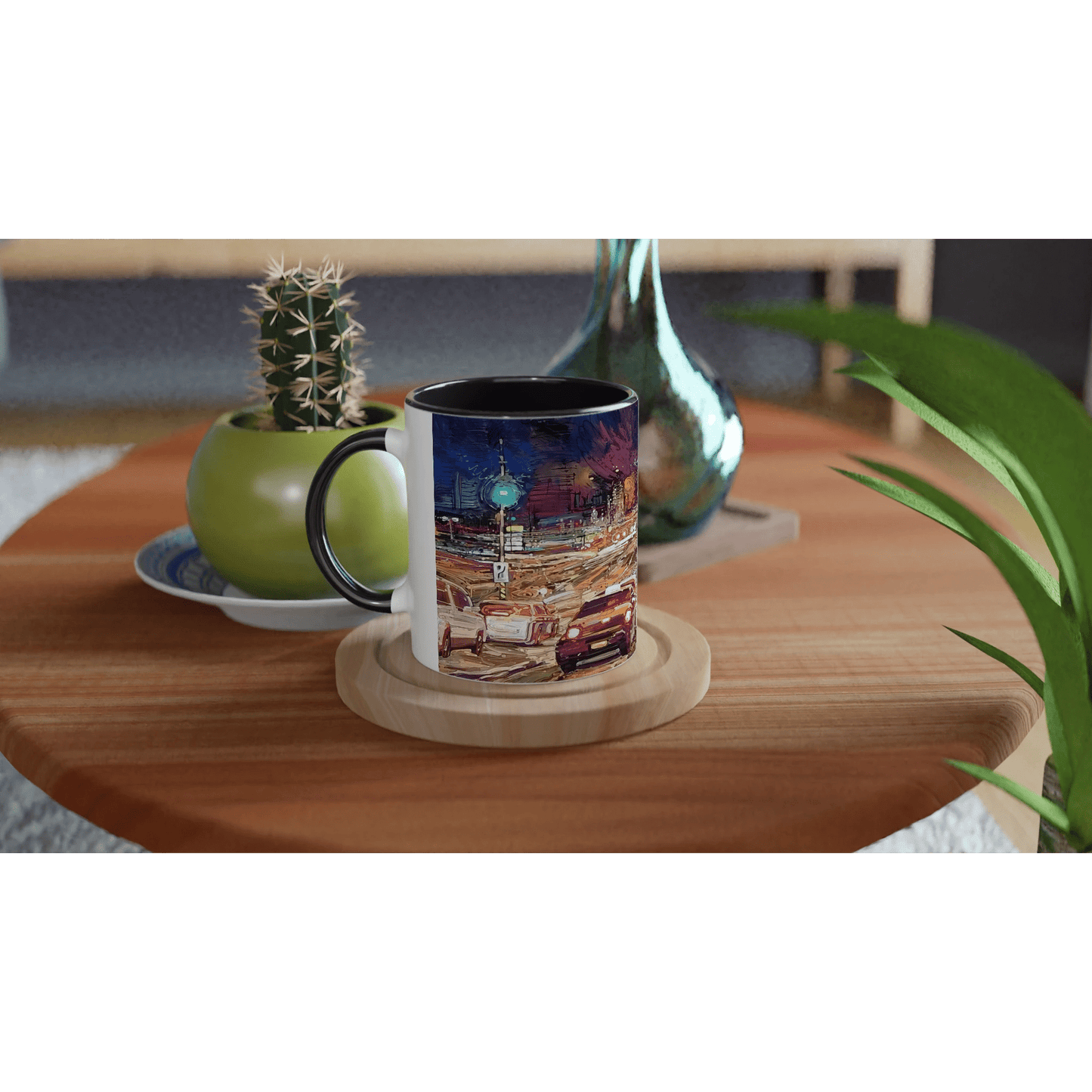 Saturday night - White 11oz Ceramic Mug with Color Inside - eduardgurevich