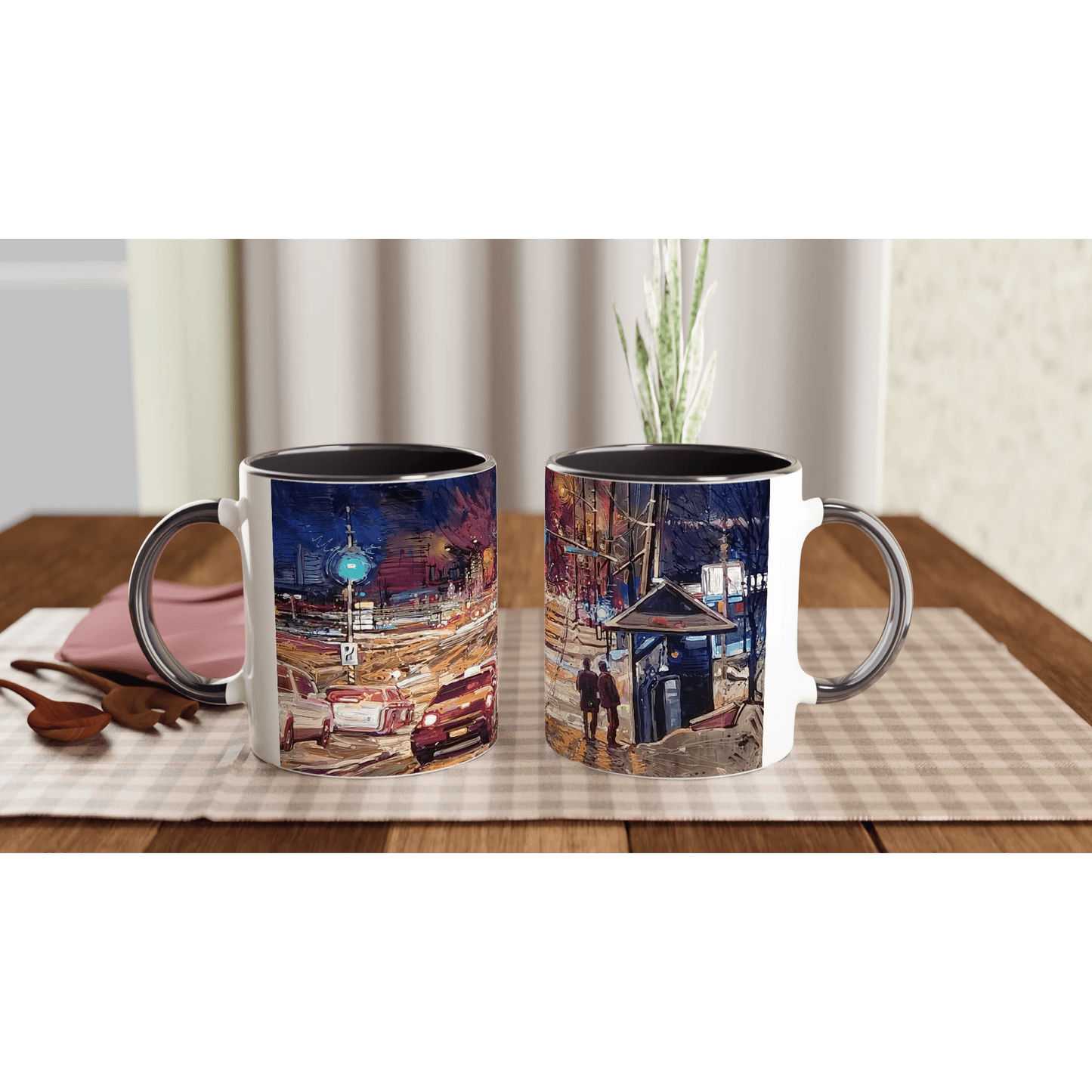 Saturday night - White 11oz Ceramic Mug with Color Inside - eduardgurevich