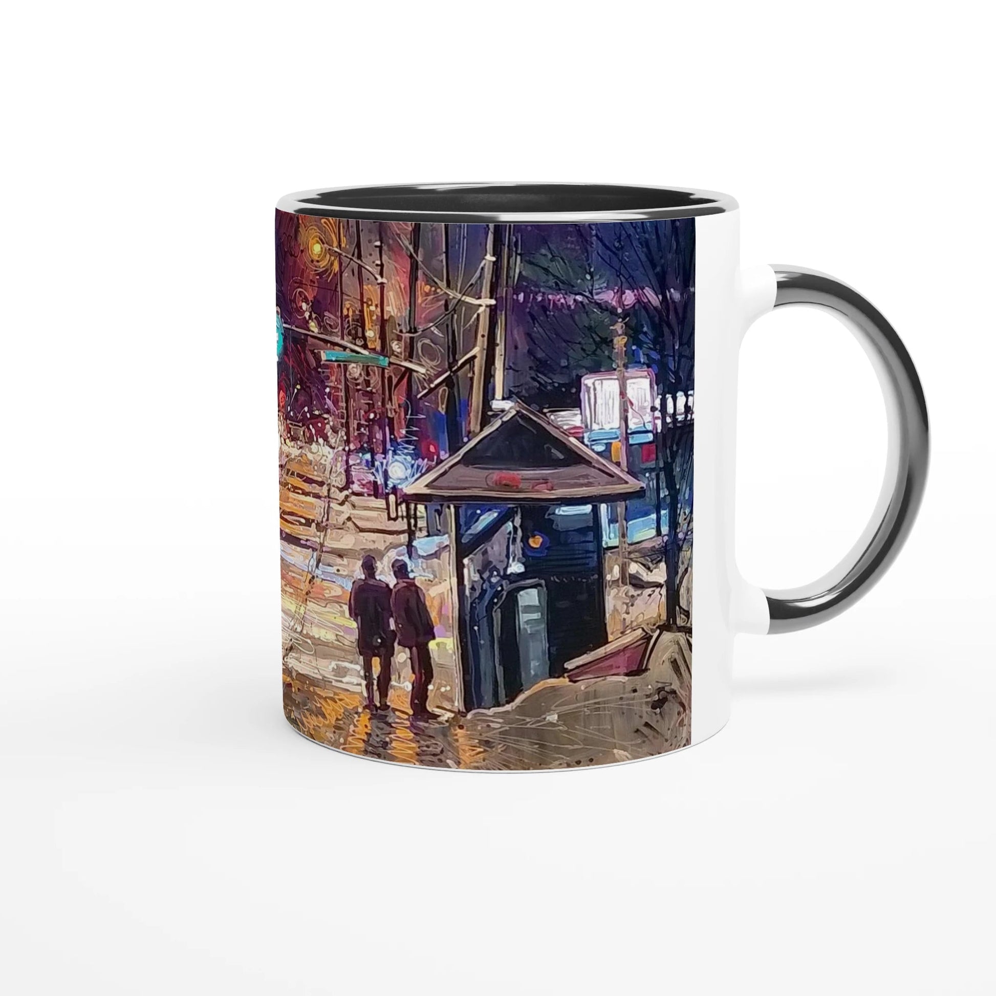 Saturday night - White 11oz Ceramic Mug with Color Inside - eduardgurevich