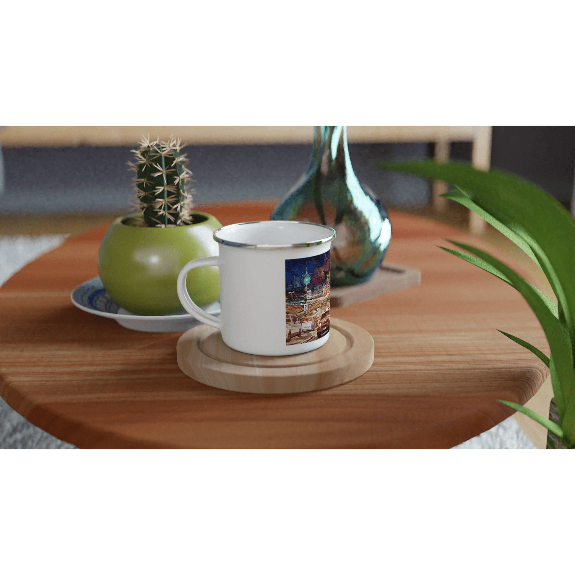 Saturday night - White 12oz Enamel Mug - eduardgurevich