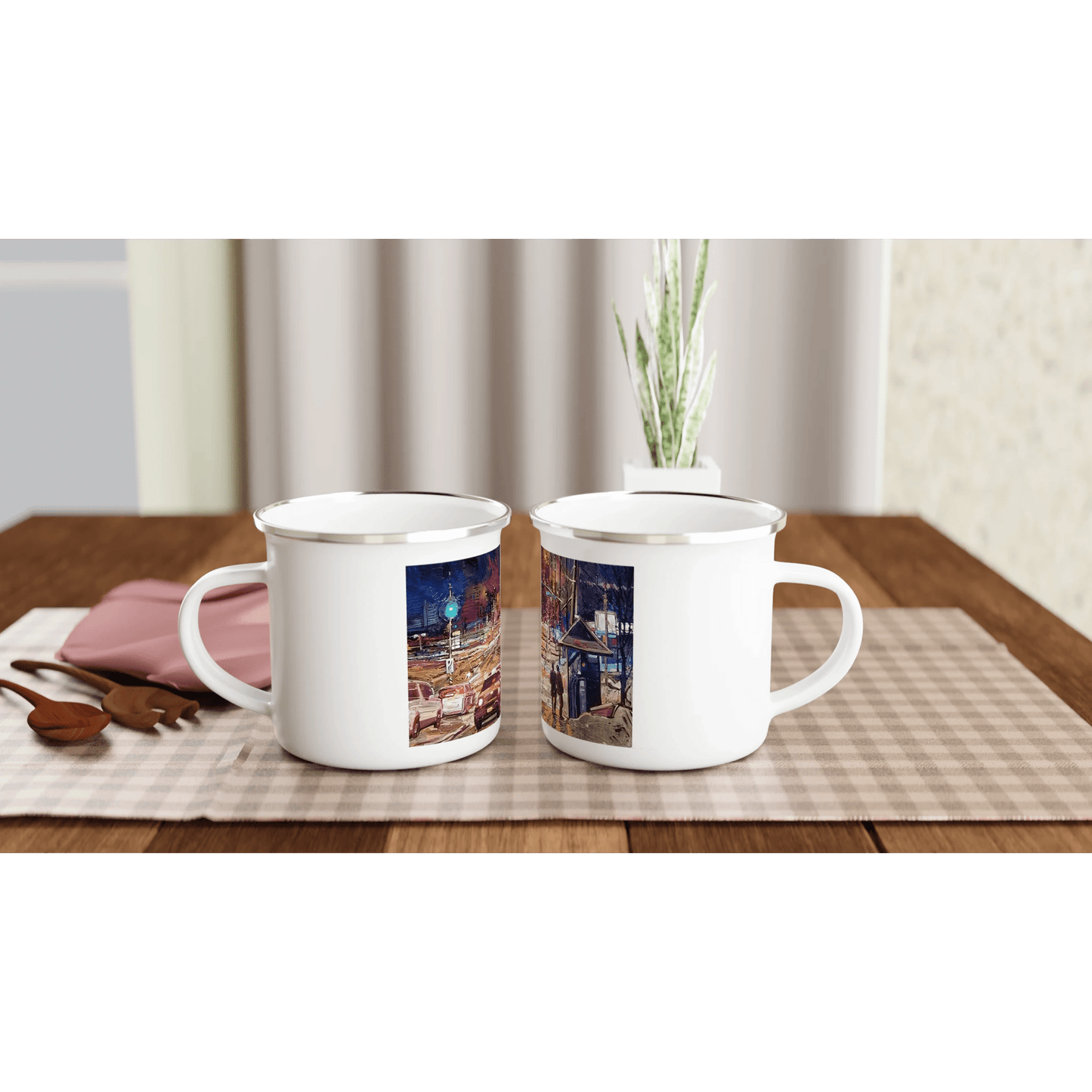Saturday night - White 12oz Enamel Mug - eduardgurevich