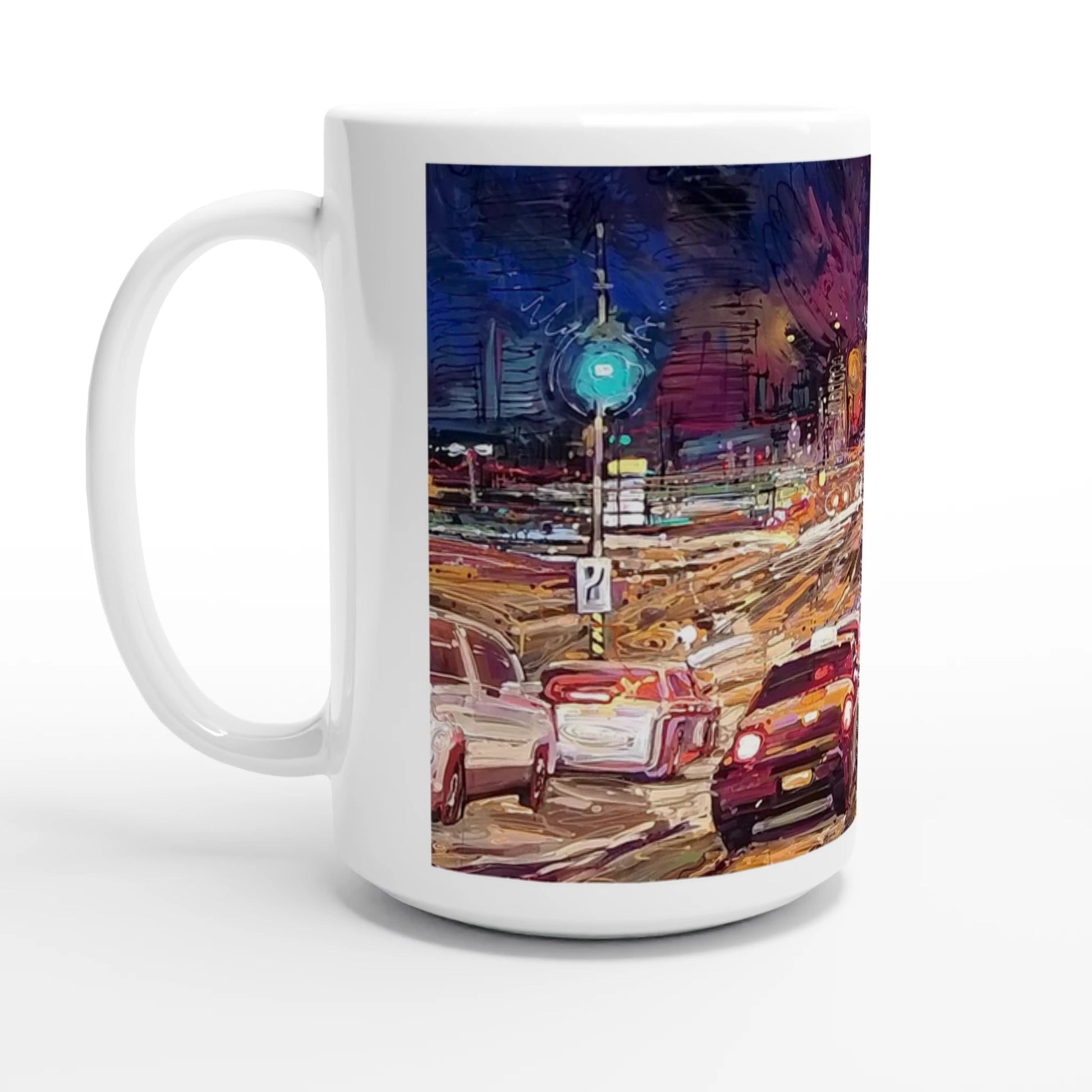 Saturday night - White 15oz Ceramic Mug - eduardgurevich
