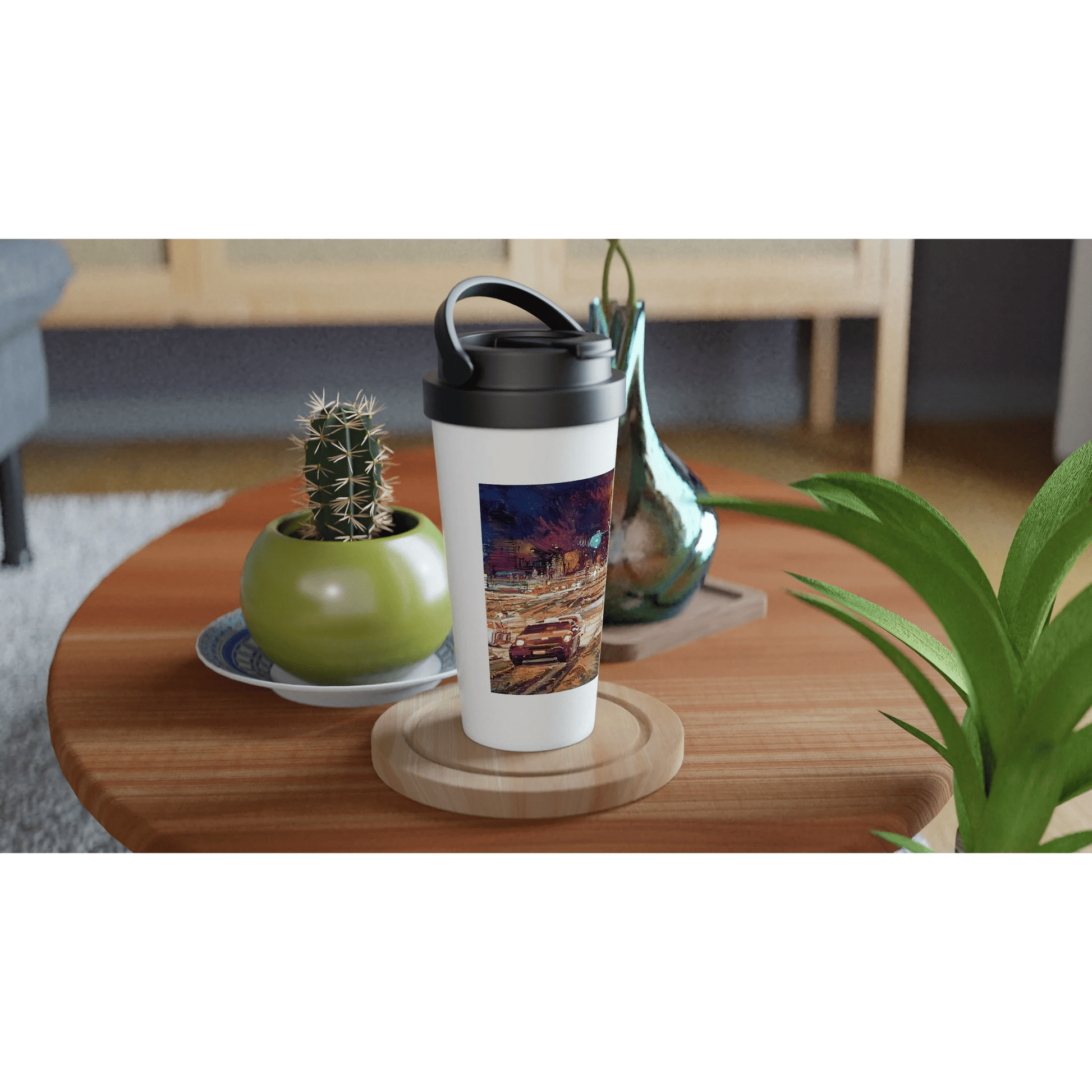 Saturday night - White 15oz Stainless Steel Travel Mug - eduardgurevich