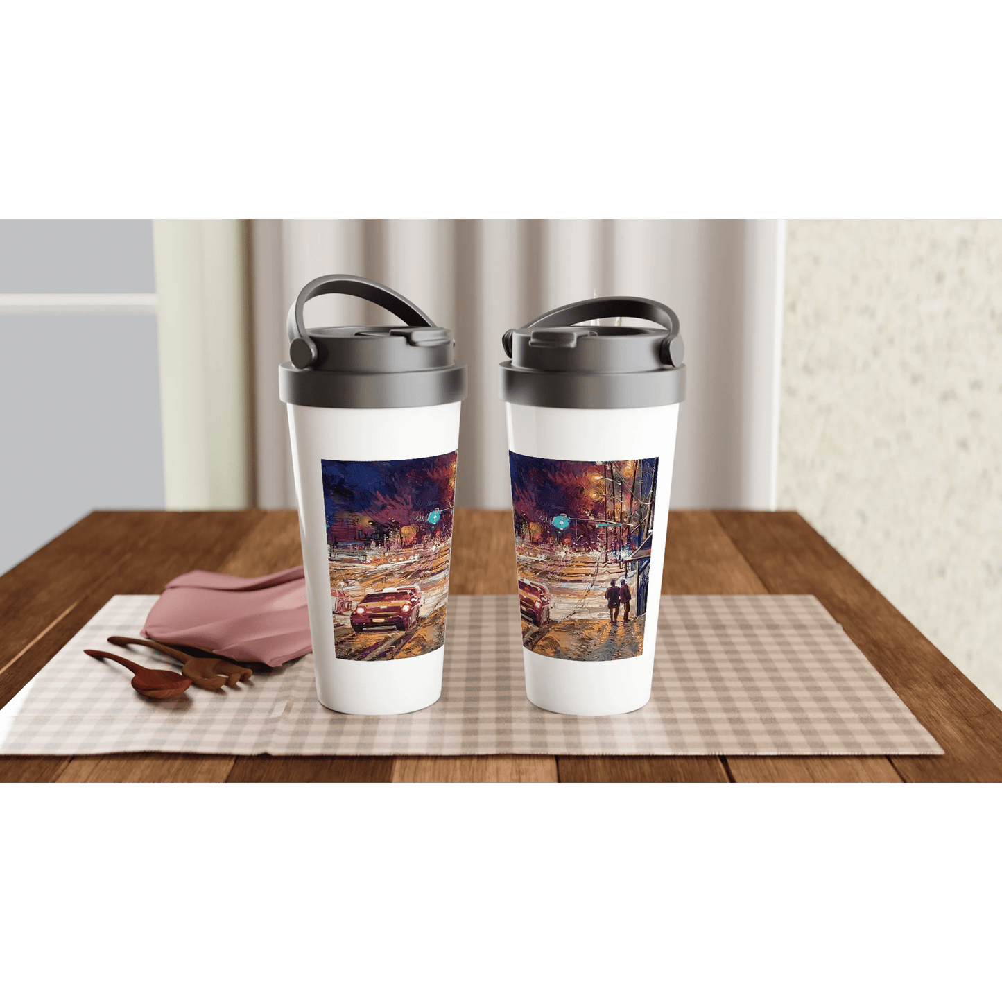Saturday night - White 15oz Stainless Steel Travel Mug - eduardgurevich