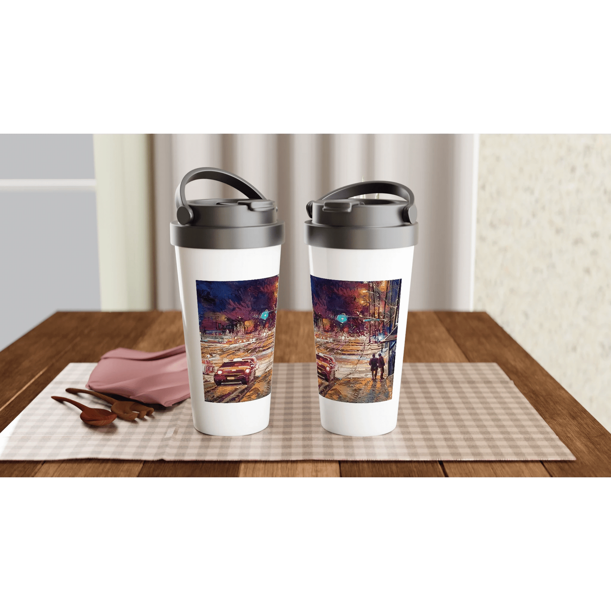 Saturday night - White 15oz Stainless Steel Travel Mug - eduardgurevich