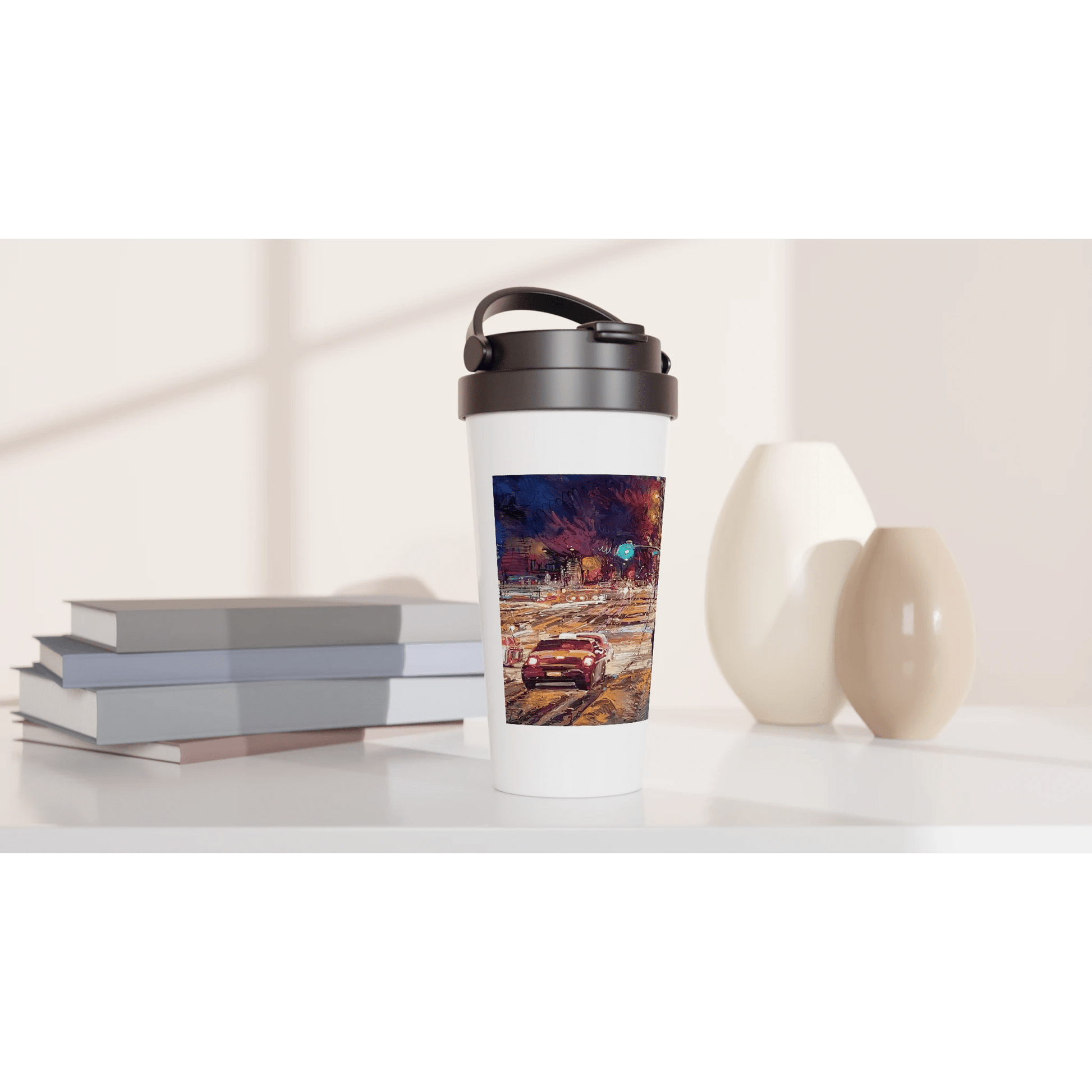 Saturday night - White 15oz Stainless Steel Travel Mug - eduardgurevich