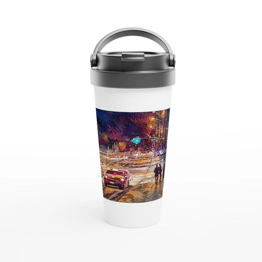 Saturday night - White 15oz Stainless Steel Travel Mug - eduardgurevich