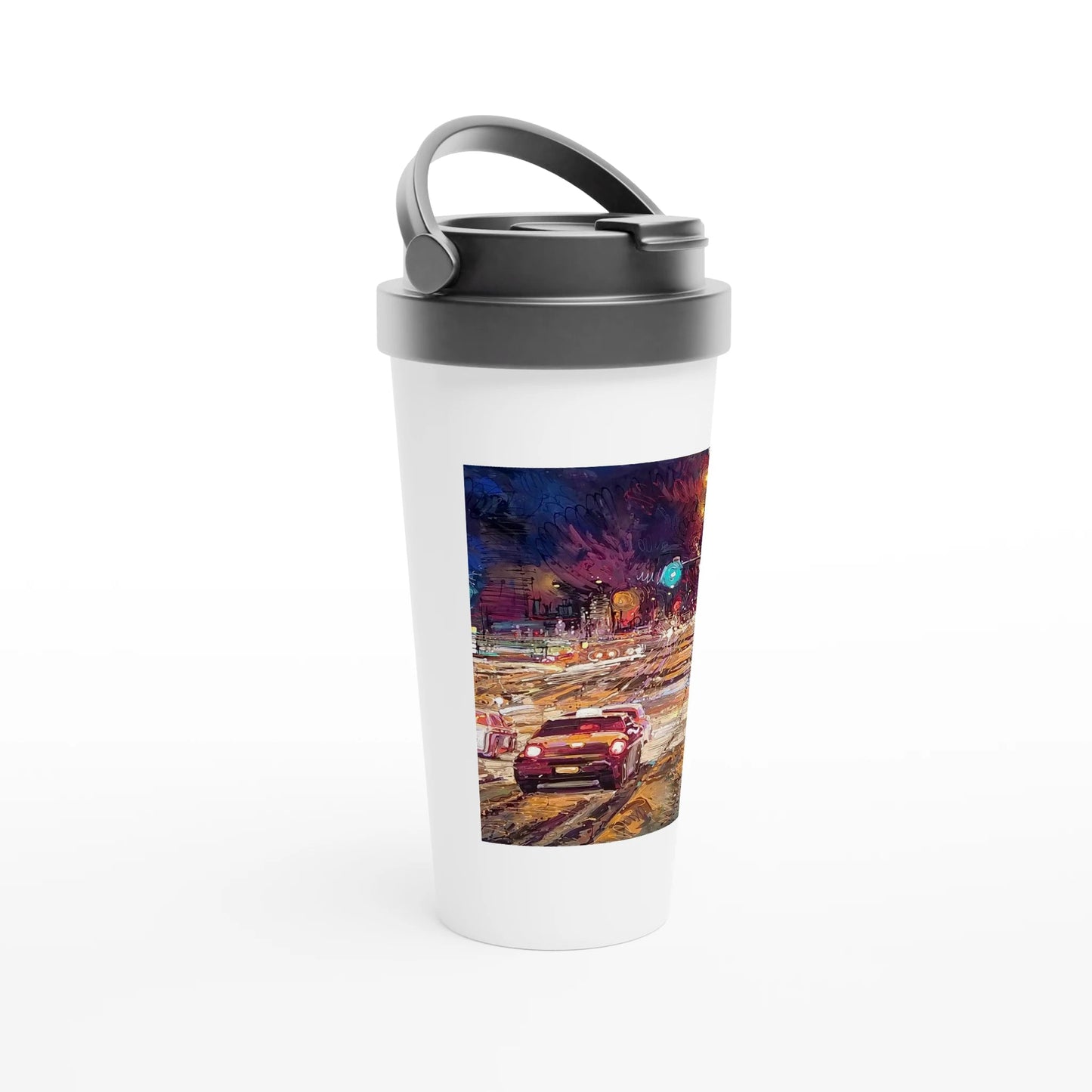 Saturday night - White 15oz Stainless Steel Travel Mug - eduardgurevich