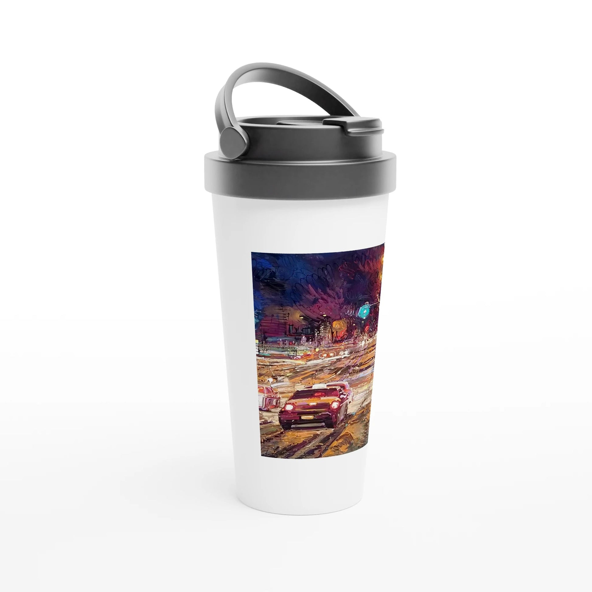 Saturday night - White 15oz Stainless Steel Travel Mug - eduardgurevich