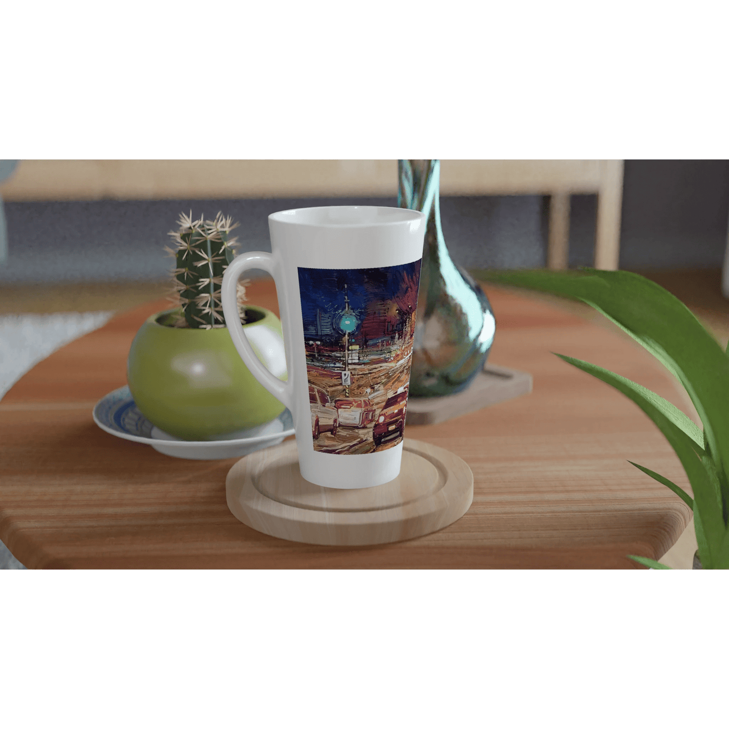 Saturday night - White Latte 17oz Ceramic Mug - eduardgurevich