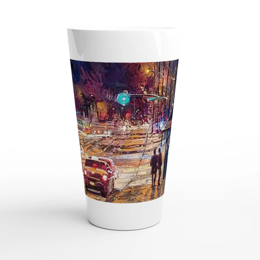 Saturday night - White Latte 17oz Ceramic Mug - eduardgurevich