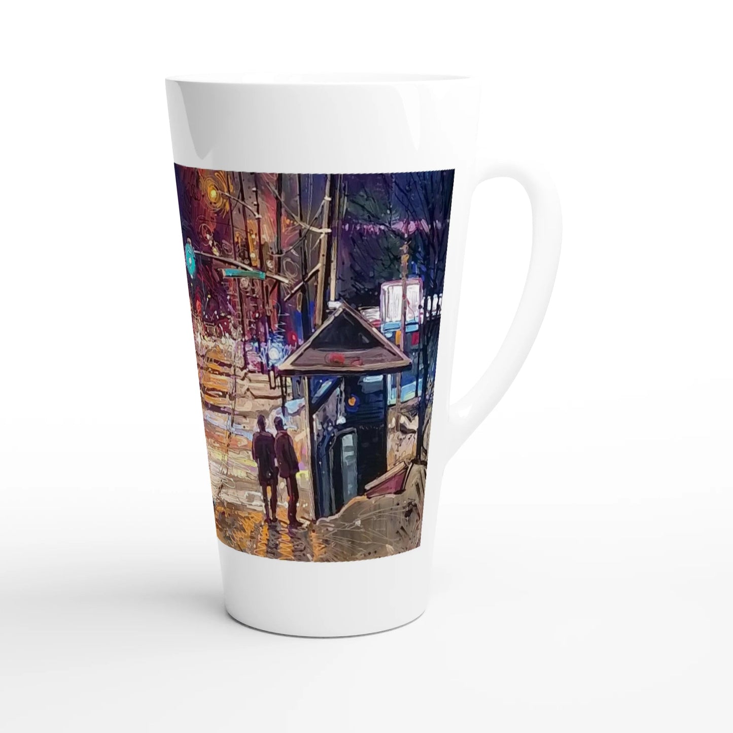 Saturday night - White Latte 17oz Ceramic Mug - eduardgurevich