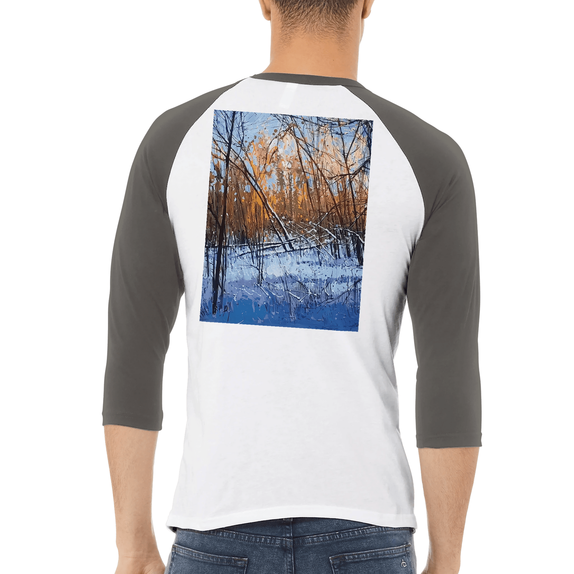 Scary forecas - Unisex 3/4 sleeve Raglan T-shirt - eduardgurevich XL White and Black