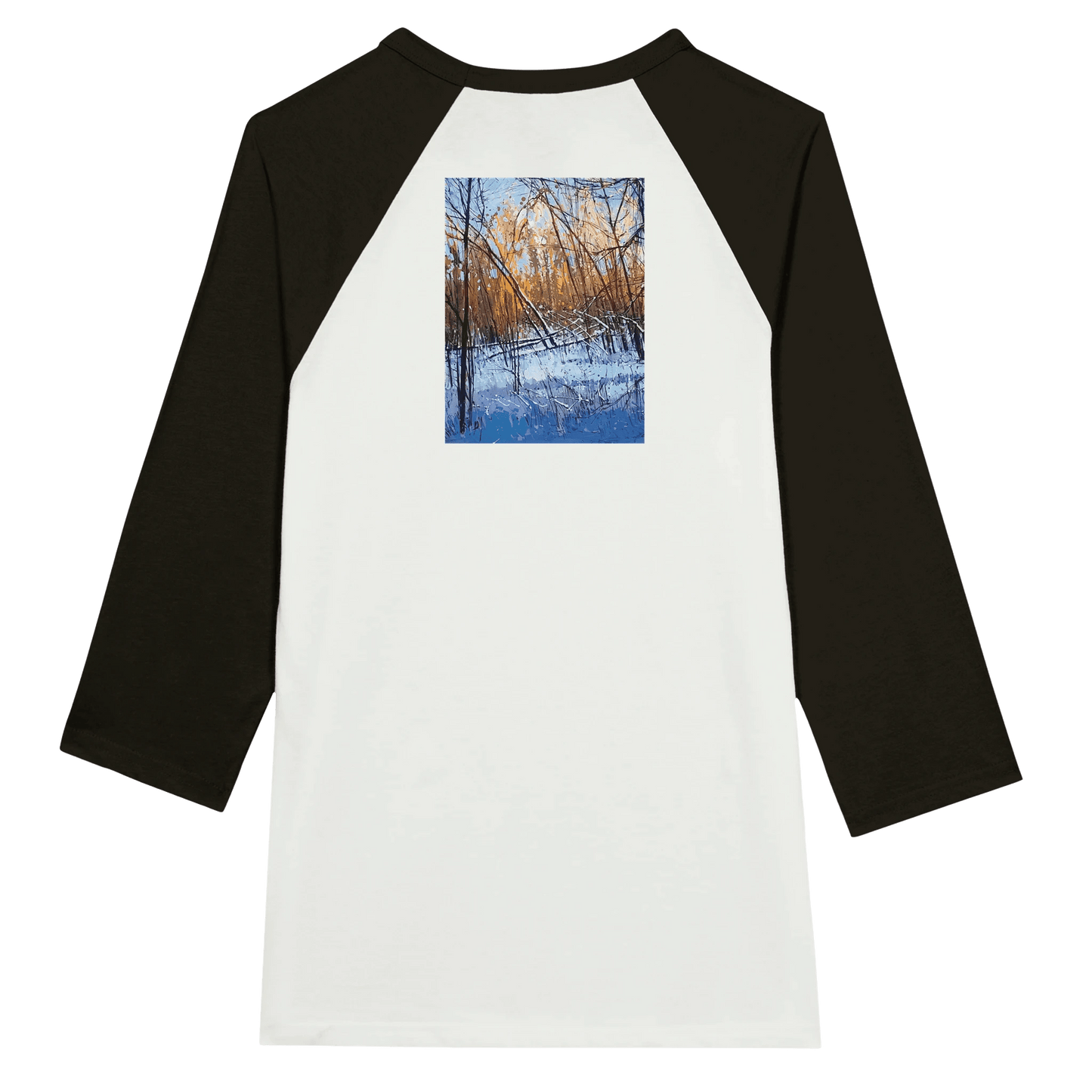 Scary forecas - Unisex 3/4 sleeve Raglan T-shirt - eduardgurevich XL White and Black