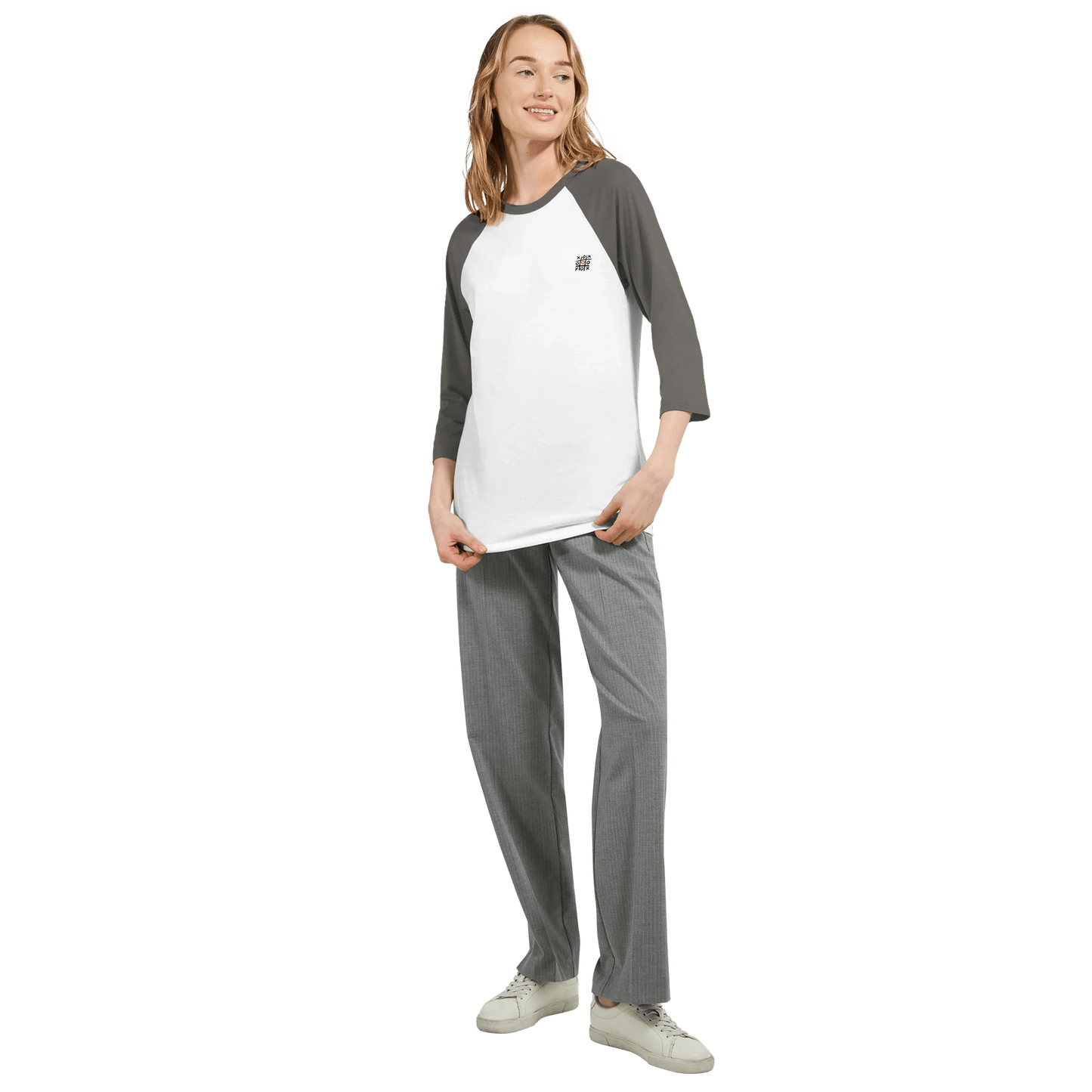 Scary forecas - Unisex 3/4 sleeve Raglan T-shirt - eduardgurevich XL White and Black