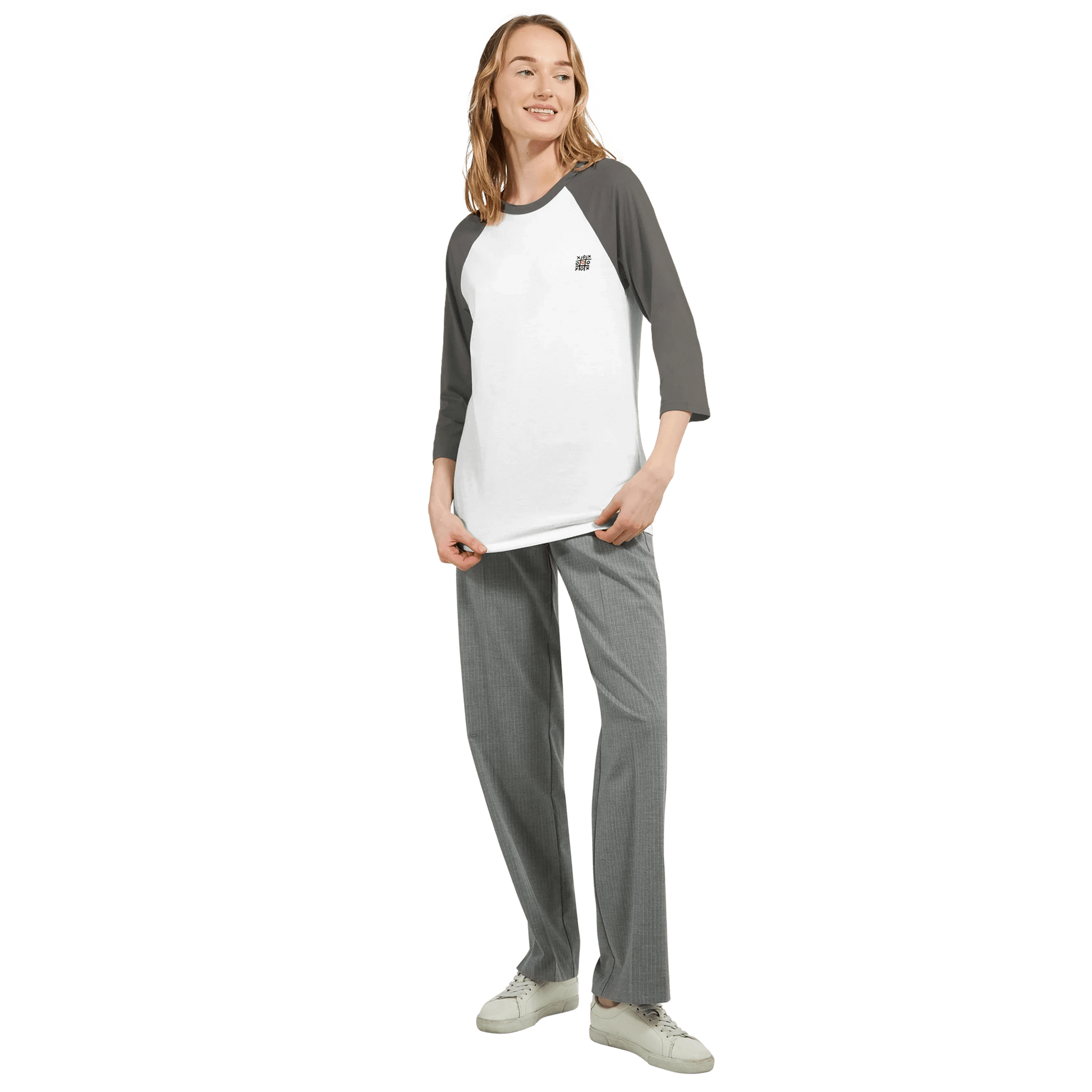 Scary forecas - Unisex 3/4 sleeve Raglan T-shirt - eduardgurevich XL White and Black