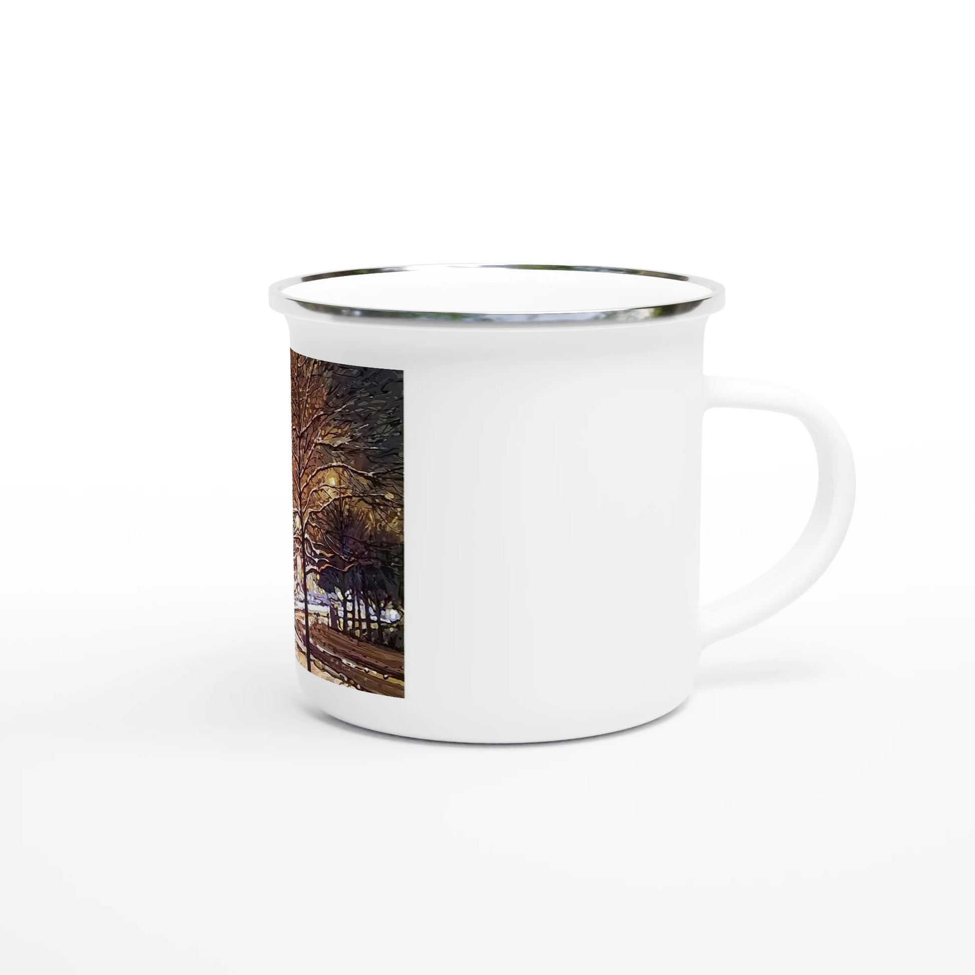 Still awake - White 12oz Enamel Mug - eduardgurevich