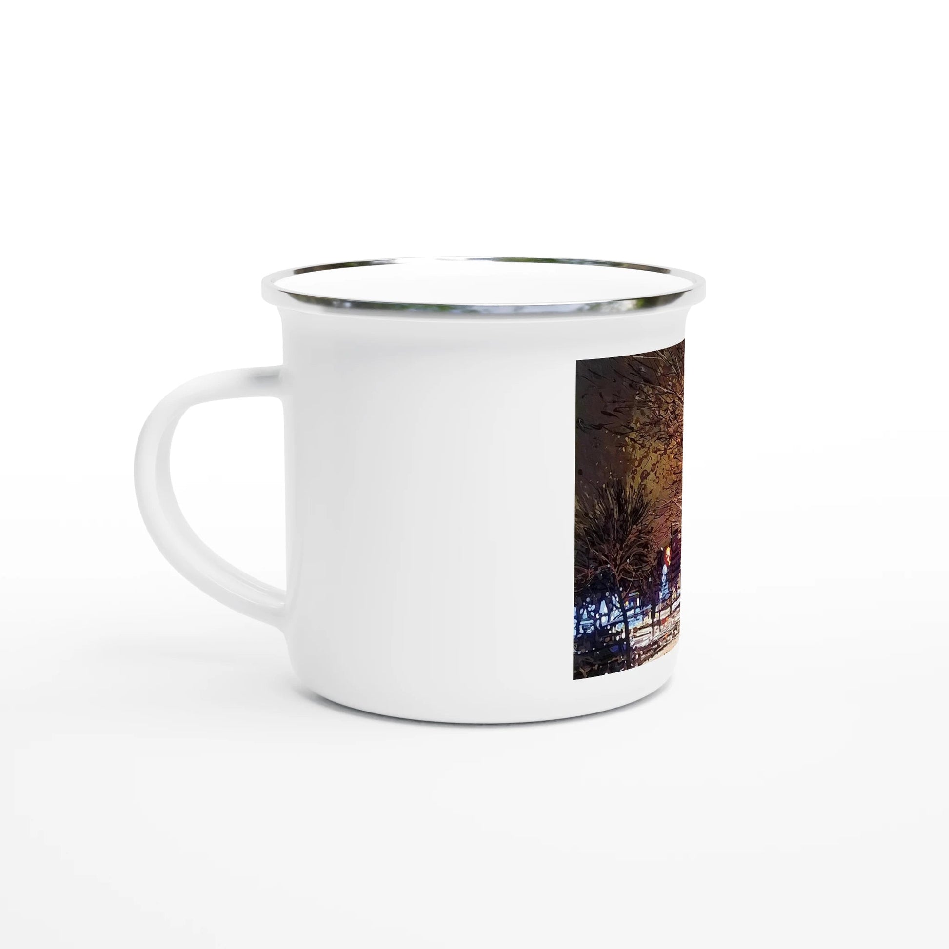 Still awake - White 12oz Enamel Mug - eduardgurevich