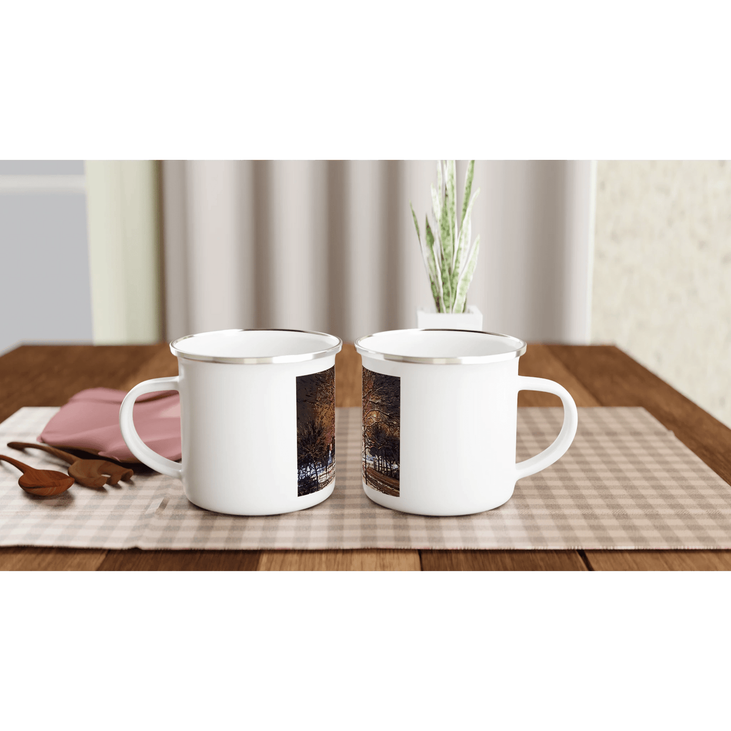 Still awake - White 12oz Enamel Mug - eduardgurevich
