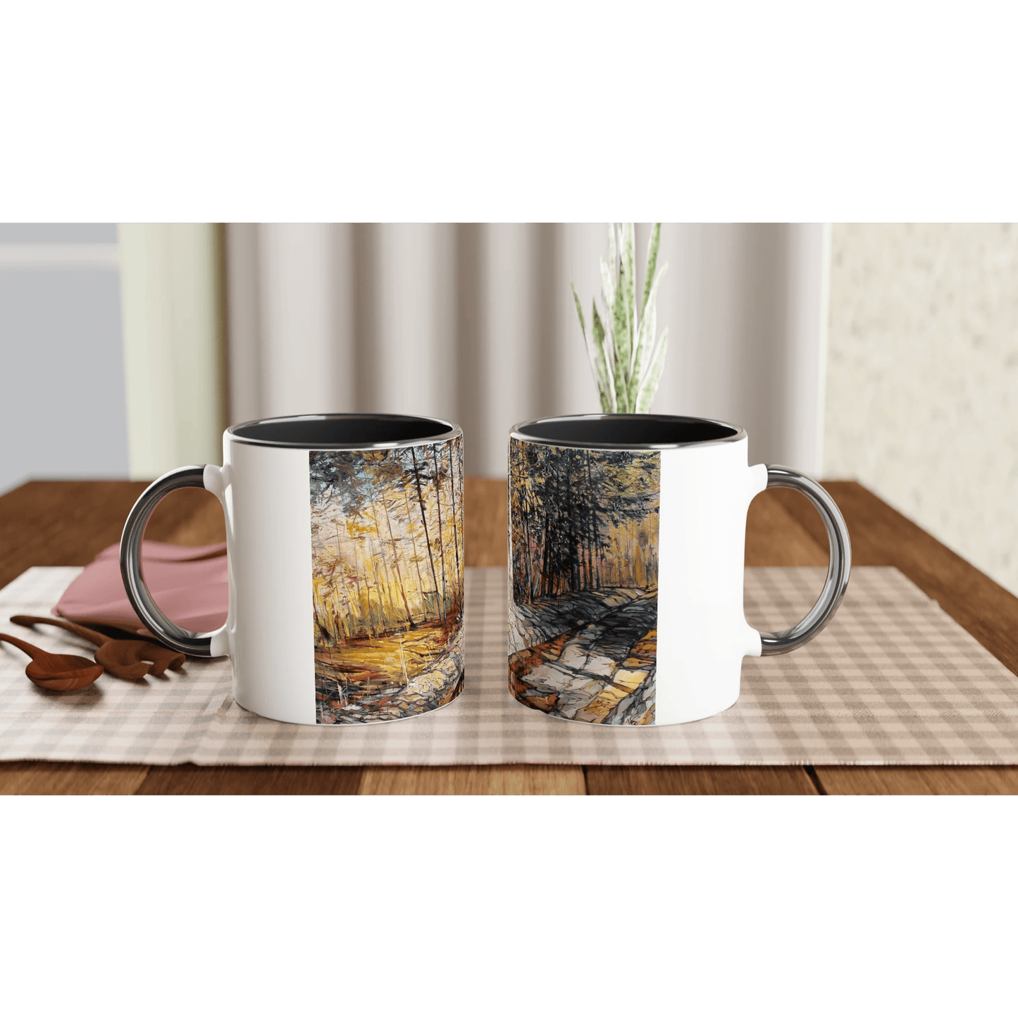 Summer end - White 11oz Ceramic Mug with Color Inside - eduardgurevich