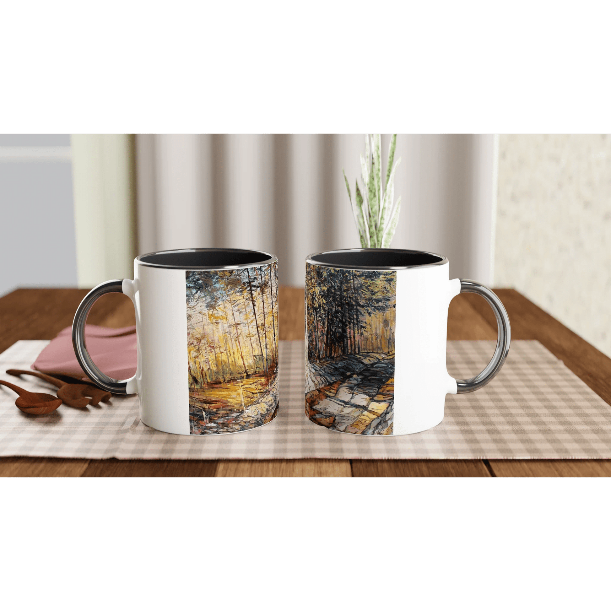 Summer end - White 11oz Ceramic Mug with Color Inside - eduardgurevich