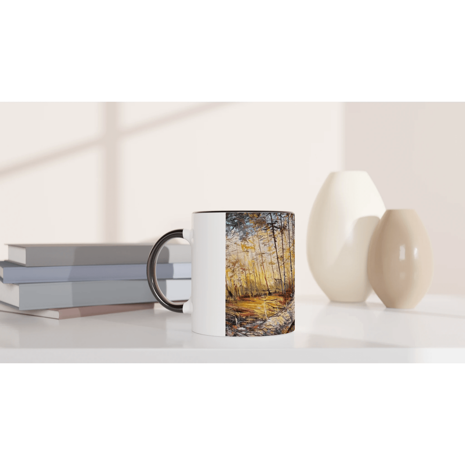 Summer end - White 11oz Ceramic Mug with Color Inside - eduardgurevich