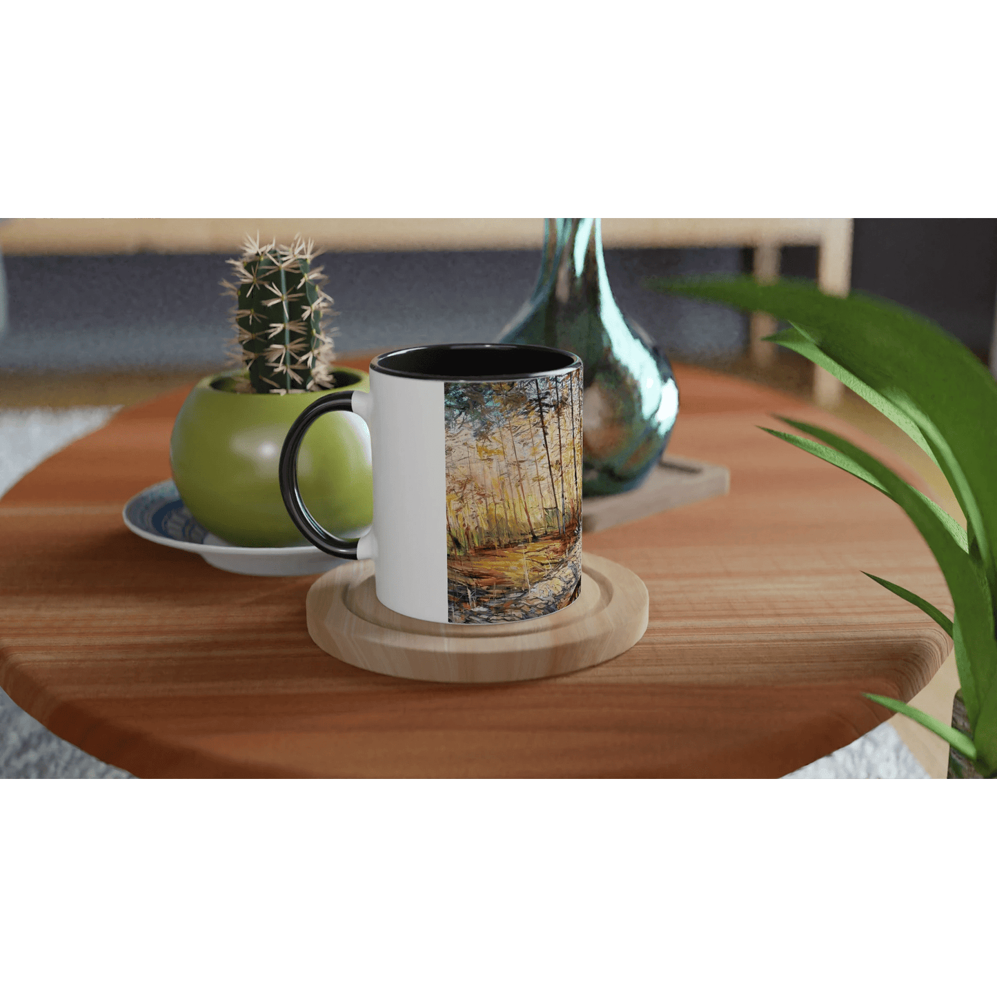Summer end - White 11oz Ceramic Mug with Color Inside - eduardgurevich