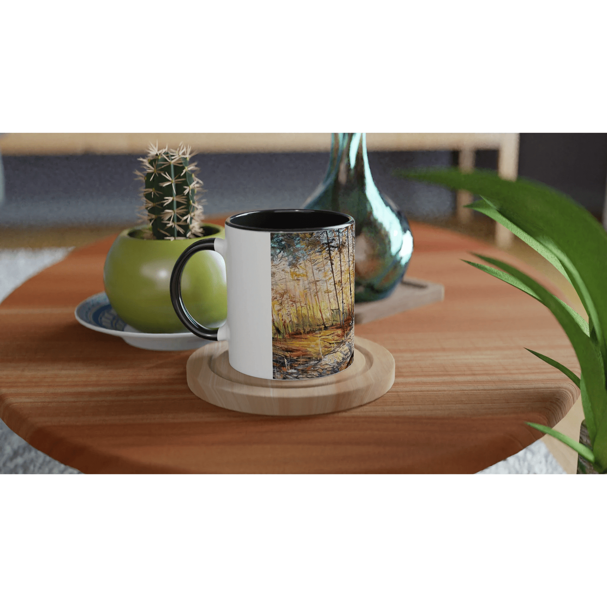 Summer end - White 11oz Ceramic Mug with Color Inside - eduardgurevich