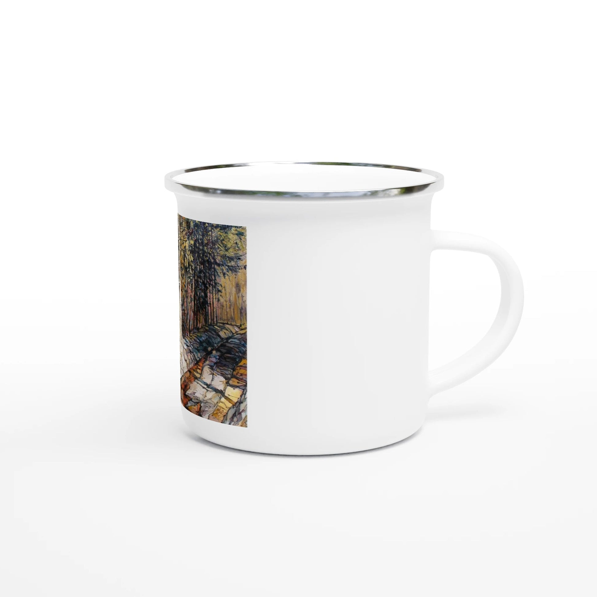 Summer end - White 12oz Enamel Mug - eduardgurevich