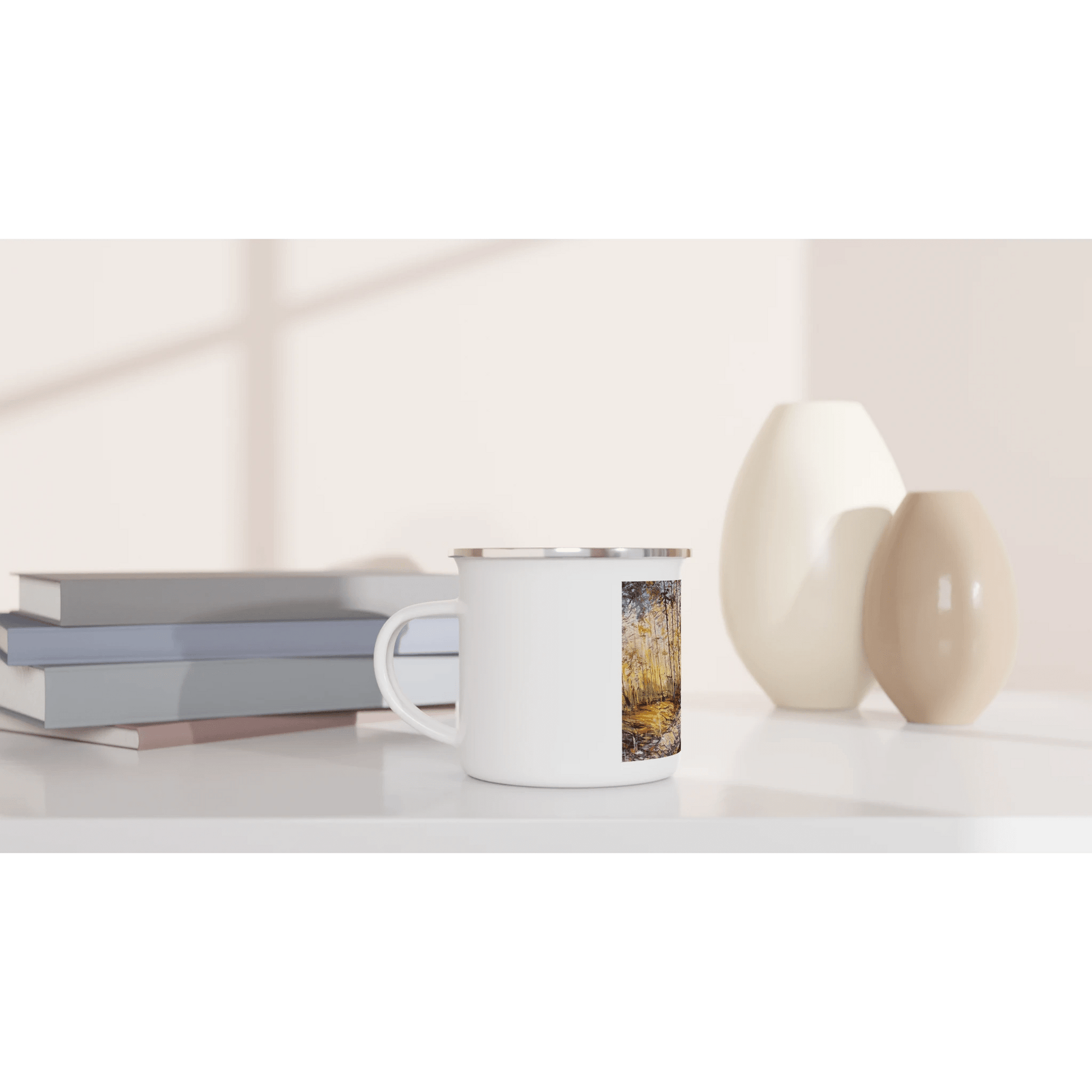 Summer end - White 12oz Enamel Mug - eduardgurevich