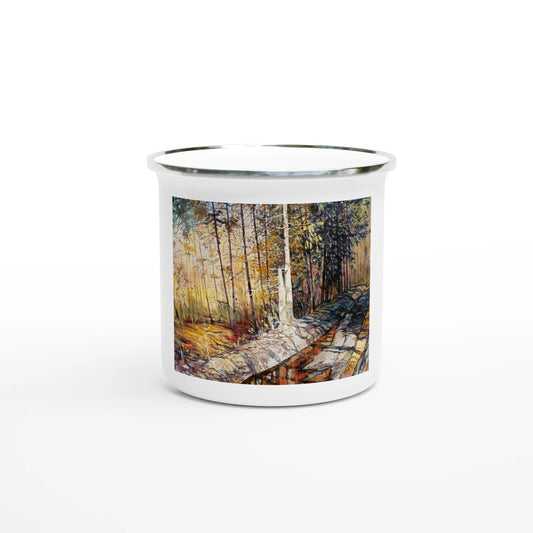 Summer end - White 12oz Enamel Mug - eduardgurevich