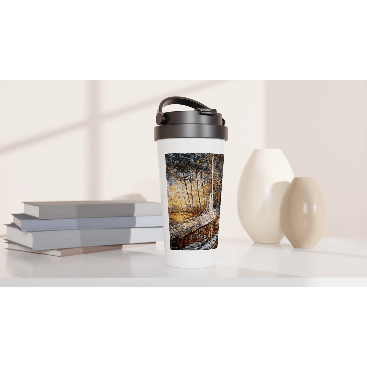 Summer end - White 15oz Stainless Steel Travel Mug - eduardgurevich