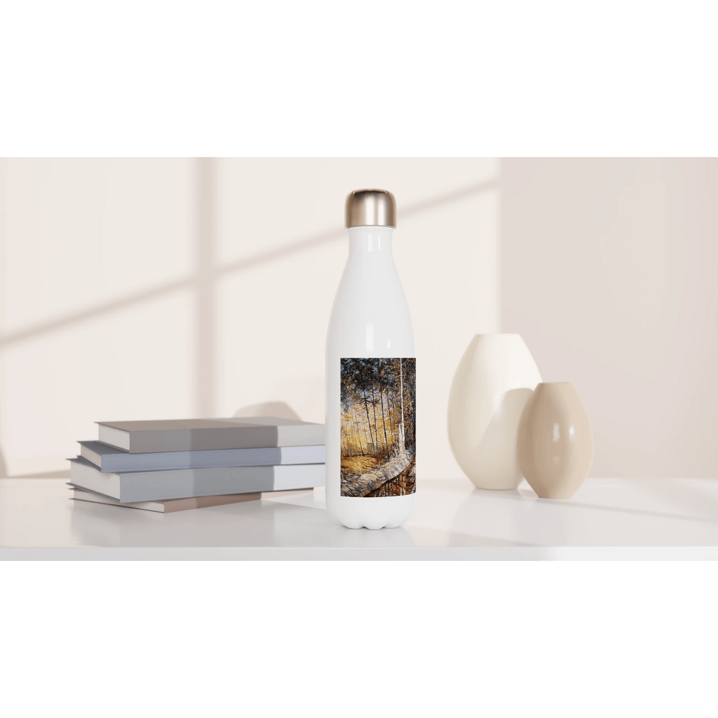 Summer end - White 17oz Stainless Steel Water Bottle - eduardgurevich
