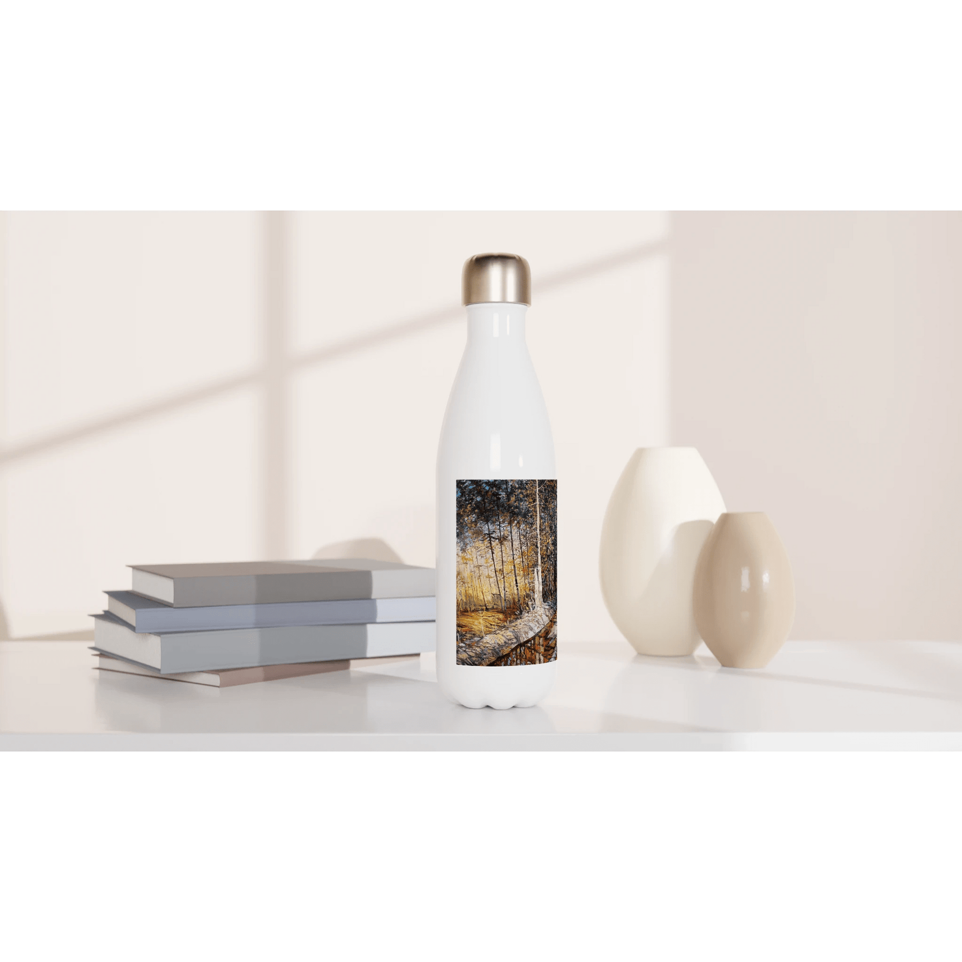 Summer end - White 17oz Stainless Steel Water Bottle - eduardgurevich