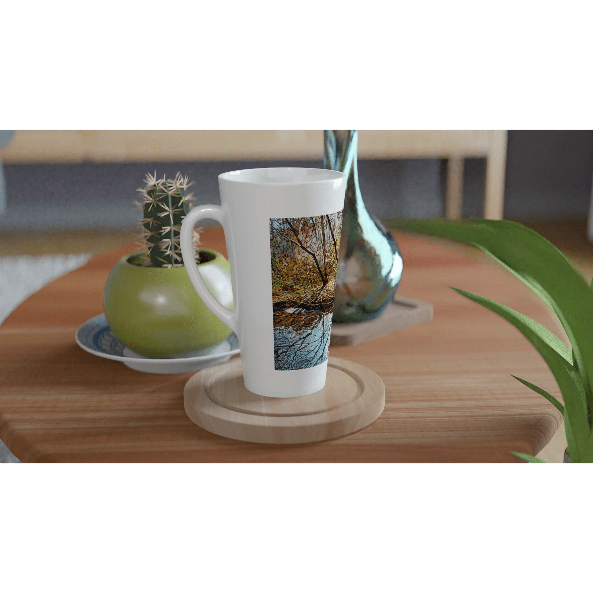 Sun dance - White Latte 17oz Ceramic Mug - eduardgurevich