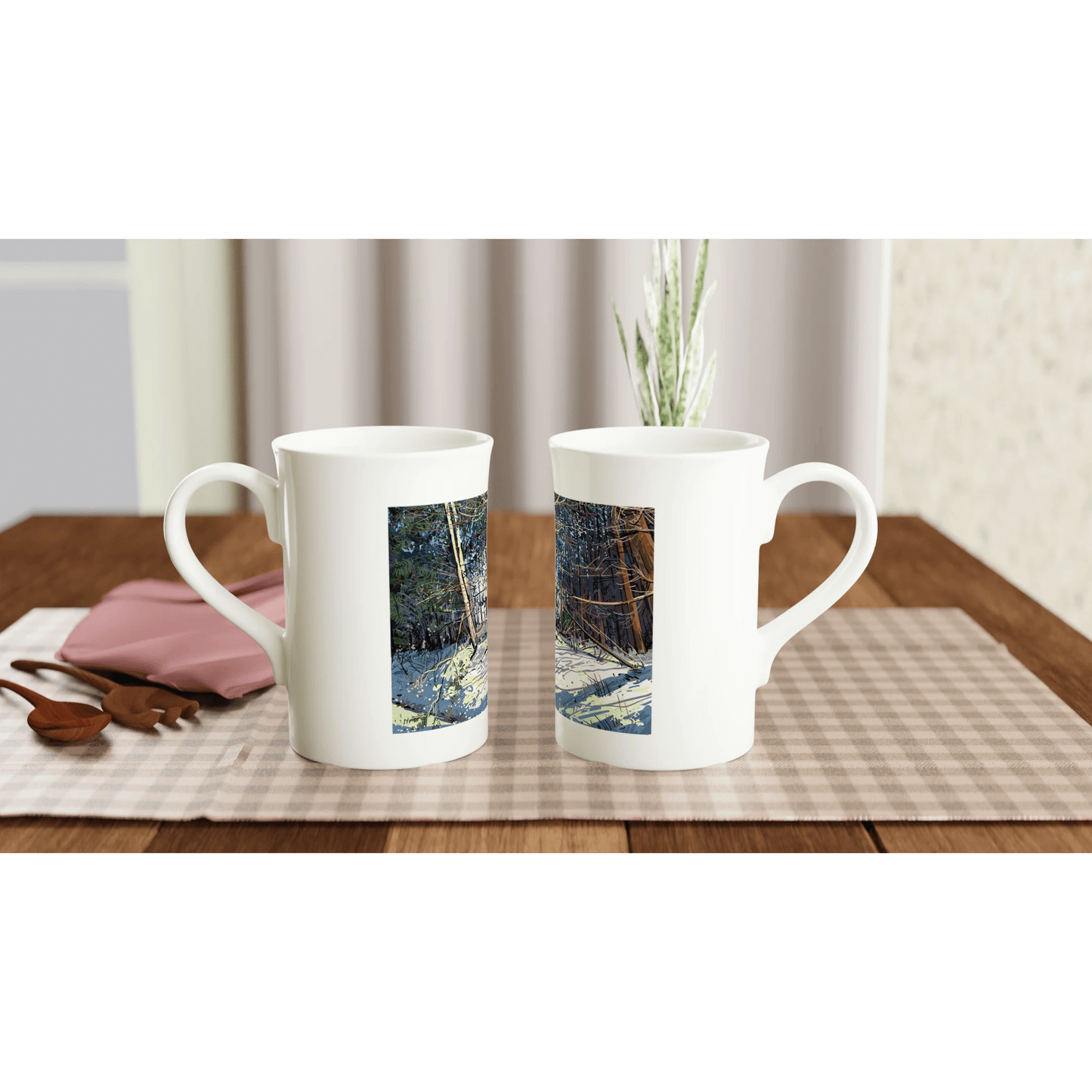 Winterized illustration - White 10oz Porcelain Slim Mug - eduardgurevich