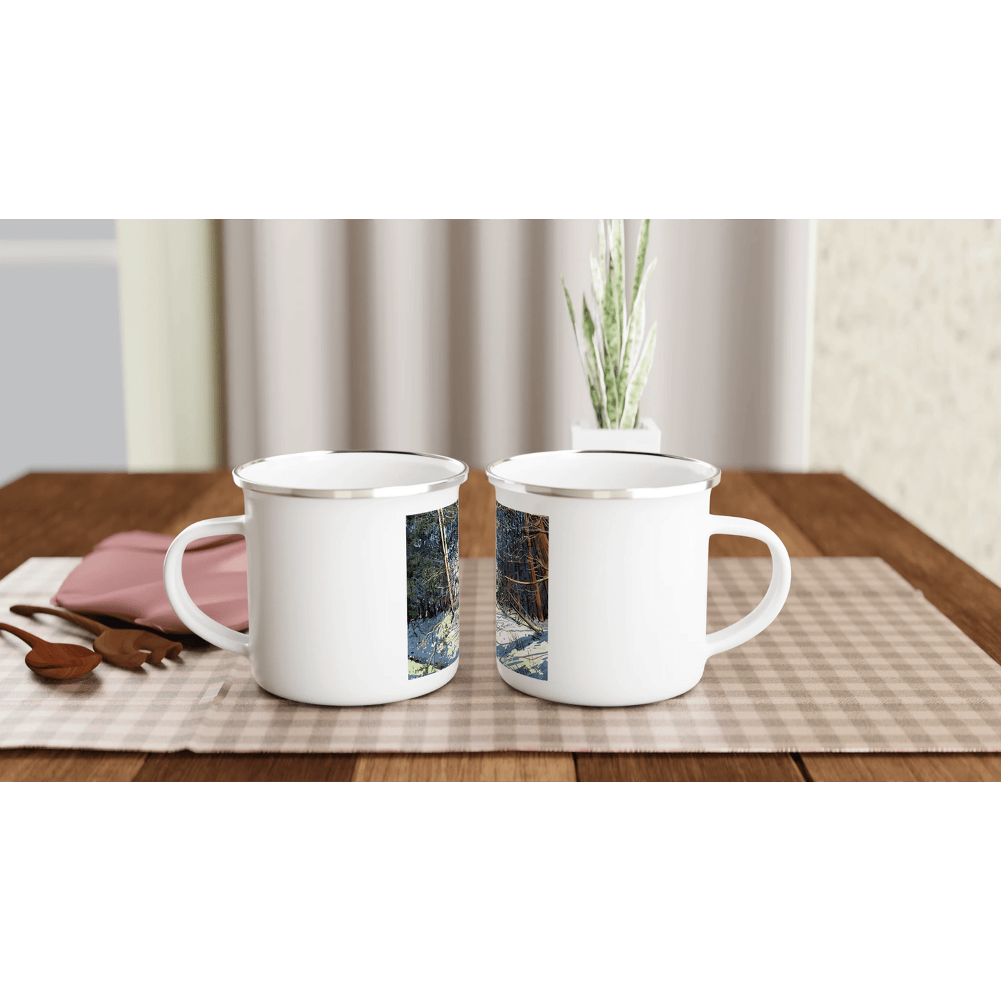Winterized illustration - White 12oz Enamel Mug - eduardgurevich