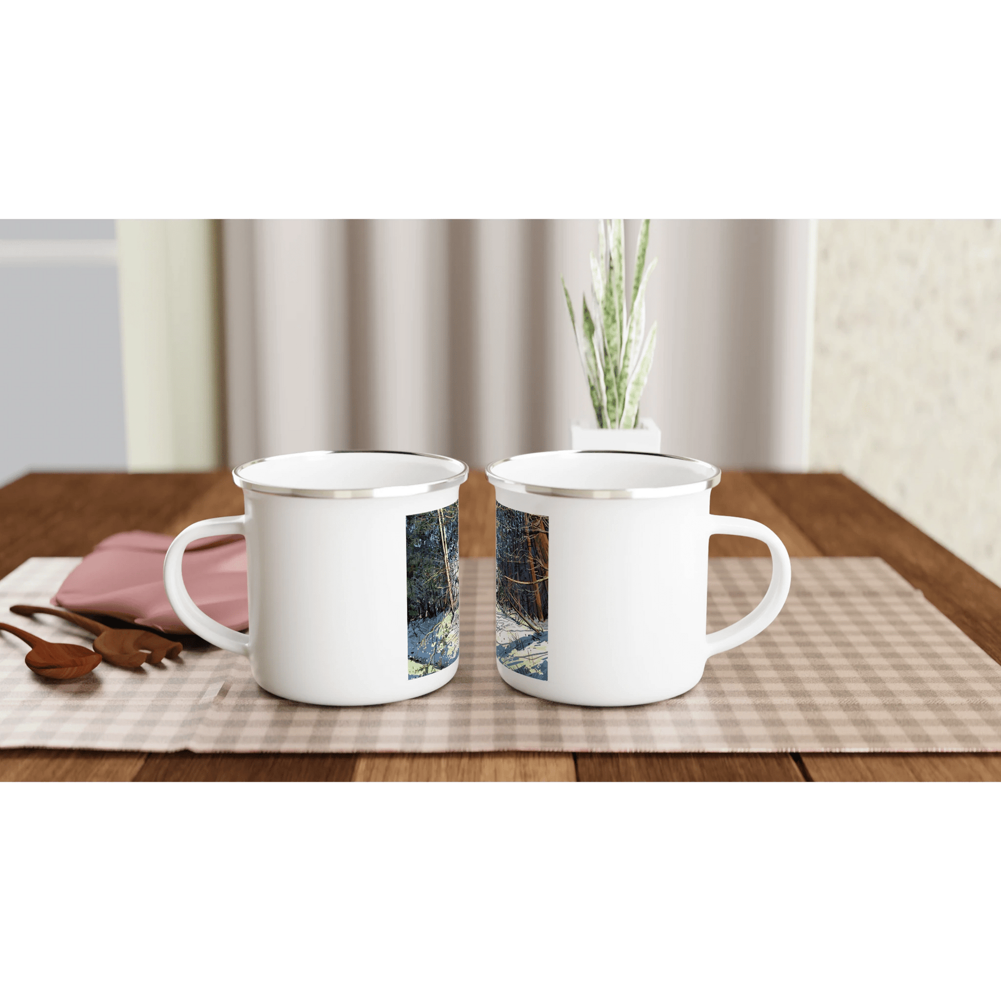 Winterized illustration - White 12oz Enamel Mug - eduardgurevich