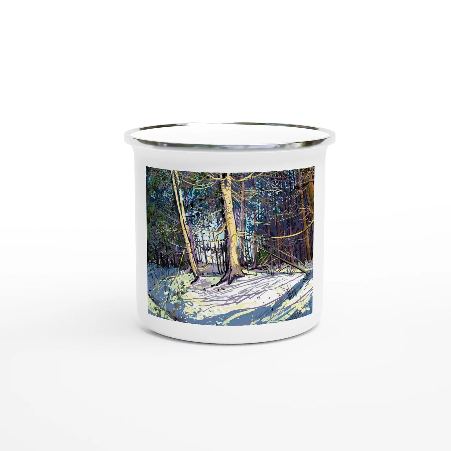 Winterized illustration - White 12oz Enamel Mug - eduardgurevich